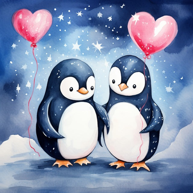 Arctic Penguin Romance - Schilderen op nummer winkel