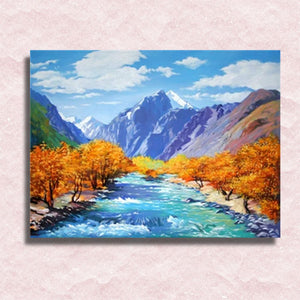 Herfst aan de rivier Canvas - Winkel voor schilderen op nummer