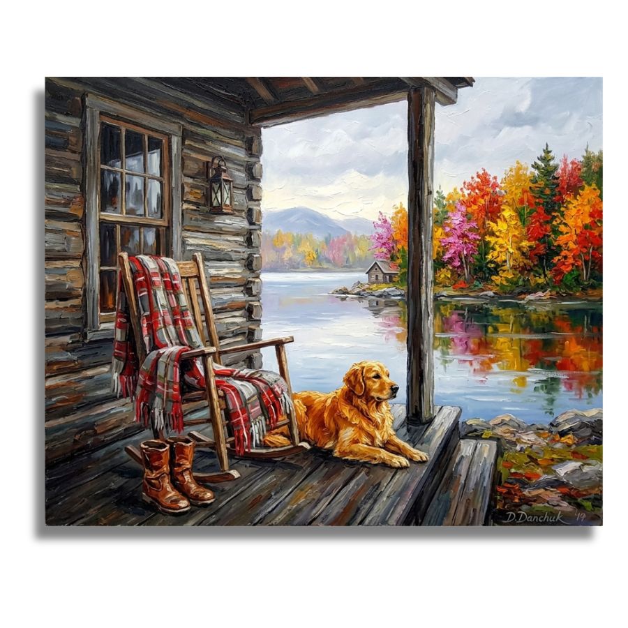 Autumnal Porch Labrador - Paint by numbers