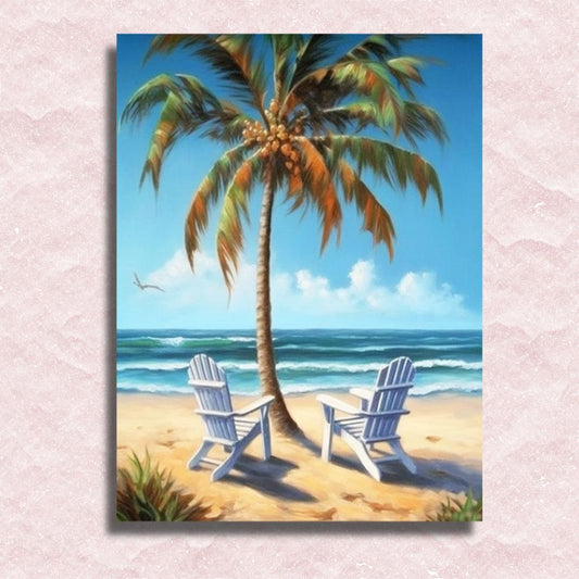 Beach and Palm Canvas - Paint by numbers