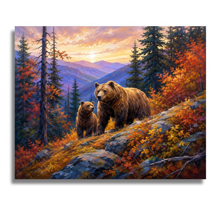 Bear and Cub - Paint by Numbers - Paint by numbers