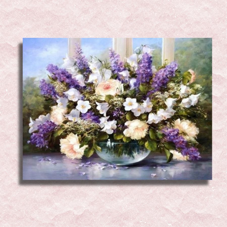 Wunderschöne Blumen in einer Vase auf Leinwand – Malen-nach-Zahlen-Shop