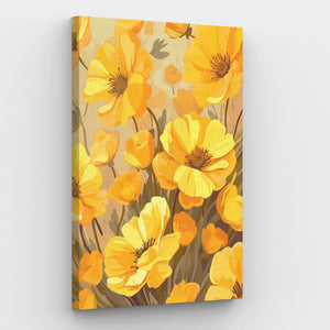 Schöne gelbe Blumen auf Leinwand – Malen-nach-Zahlen-Shop
