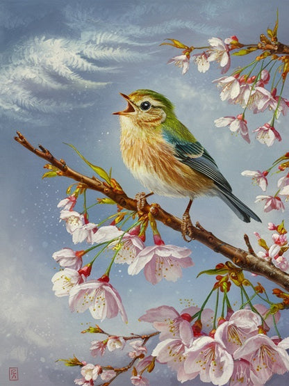 Bird on Blossoming Branch - Painting by numbers shop