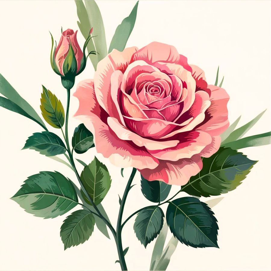 Blush Pink Rose - Paint by numbers