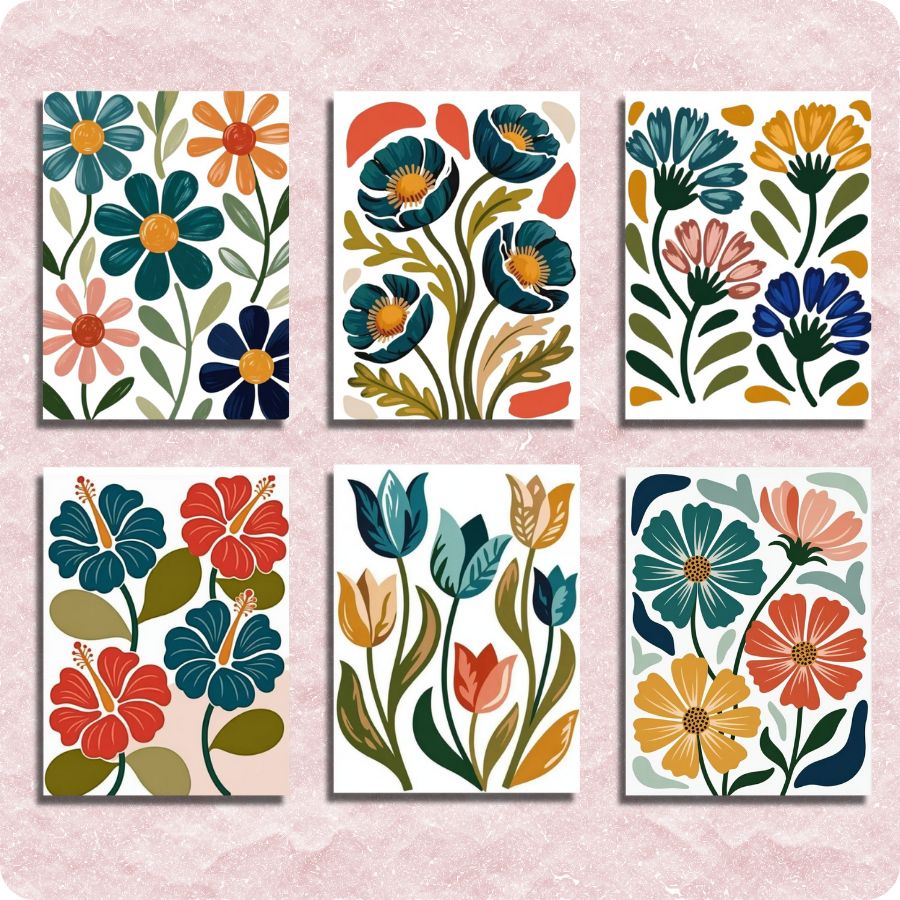 Boho Flowers 6 Pack Paint by Numbers
