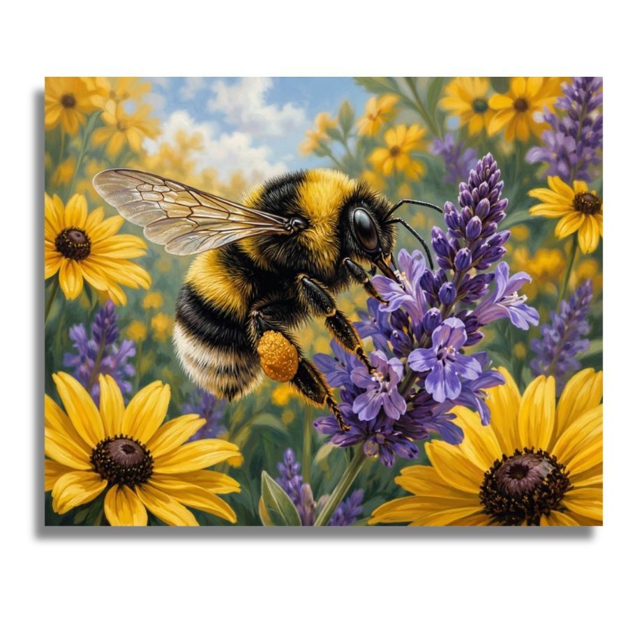 Bumblebee Amongst Yellow Blossoms - Paint by numbers