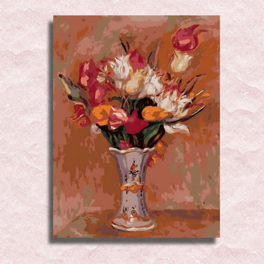 Renoir - Bos tulpen in een witte vaas Canvas - Schilderij op nummer winkel