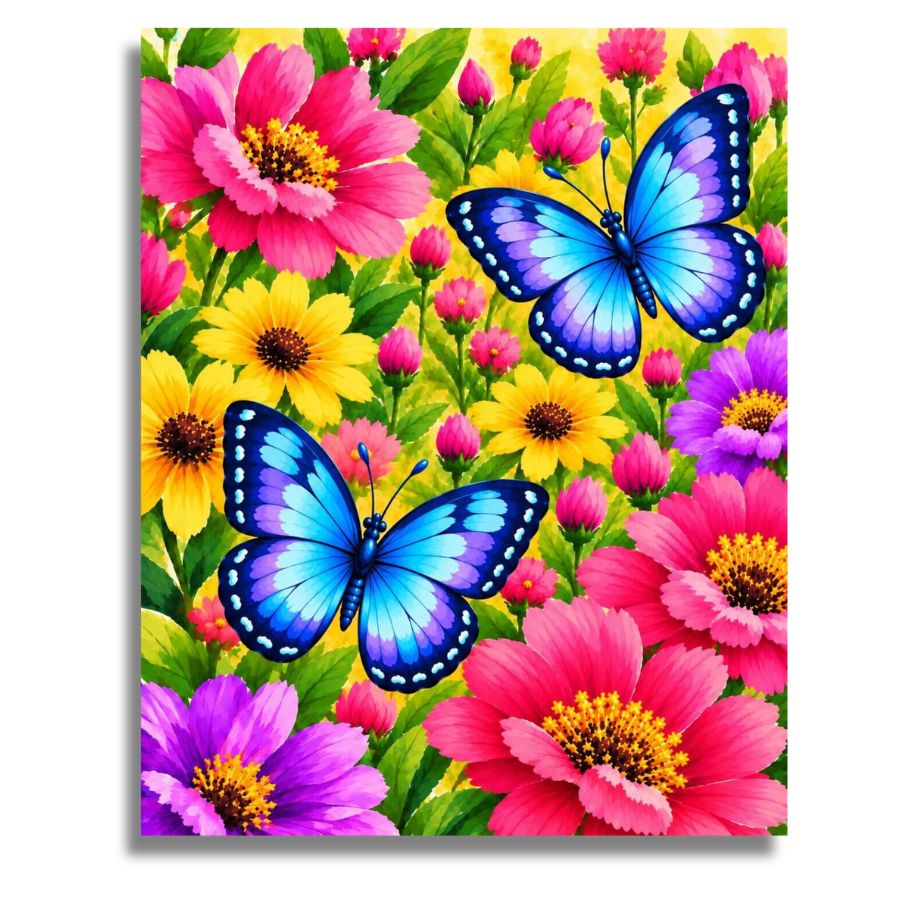 Butterflies on Spring Meadow Canvas - Paint by numbers
