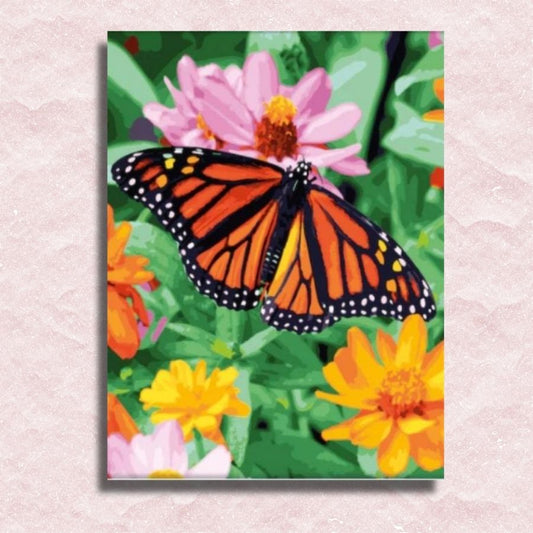 Schmetterling auf Blumenleinwand - Malen-nach-Zahlen-Shop