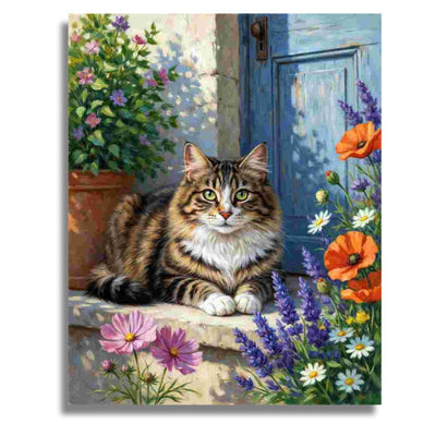 Cat Among Summer Flowers
