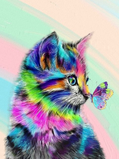 Katze und Schmetterling - Malen-nach-Zahlen-Shop