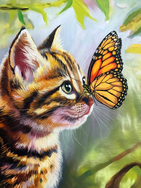 Cat and Butterfly - Paint by numbers