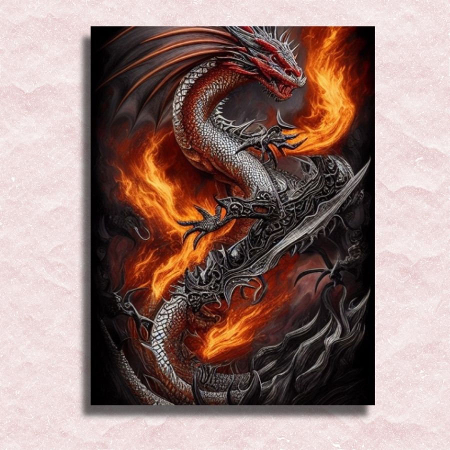 Chinese Dragon of Fire Canvas - Painting by numbers shop