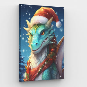Christmas Dragon Cheer Canvas - Painting by numbers shop