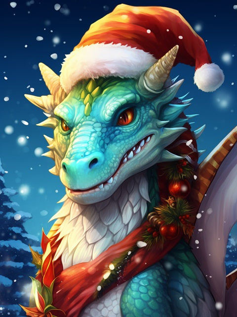Christmas Dragon Cheer - Paint by numbers