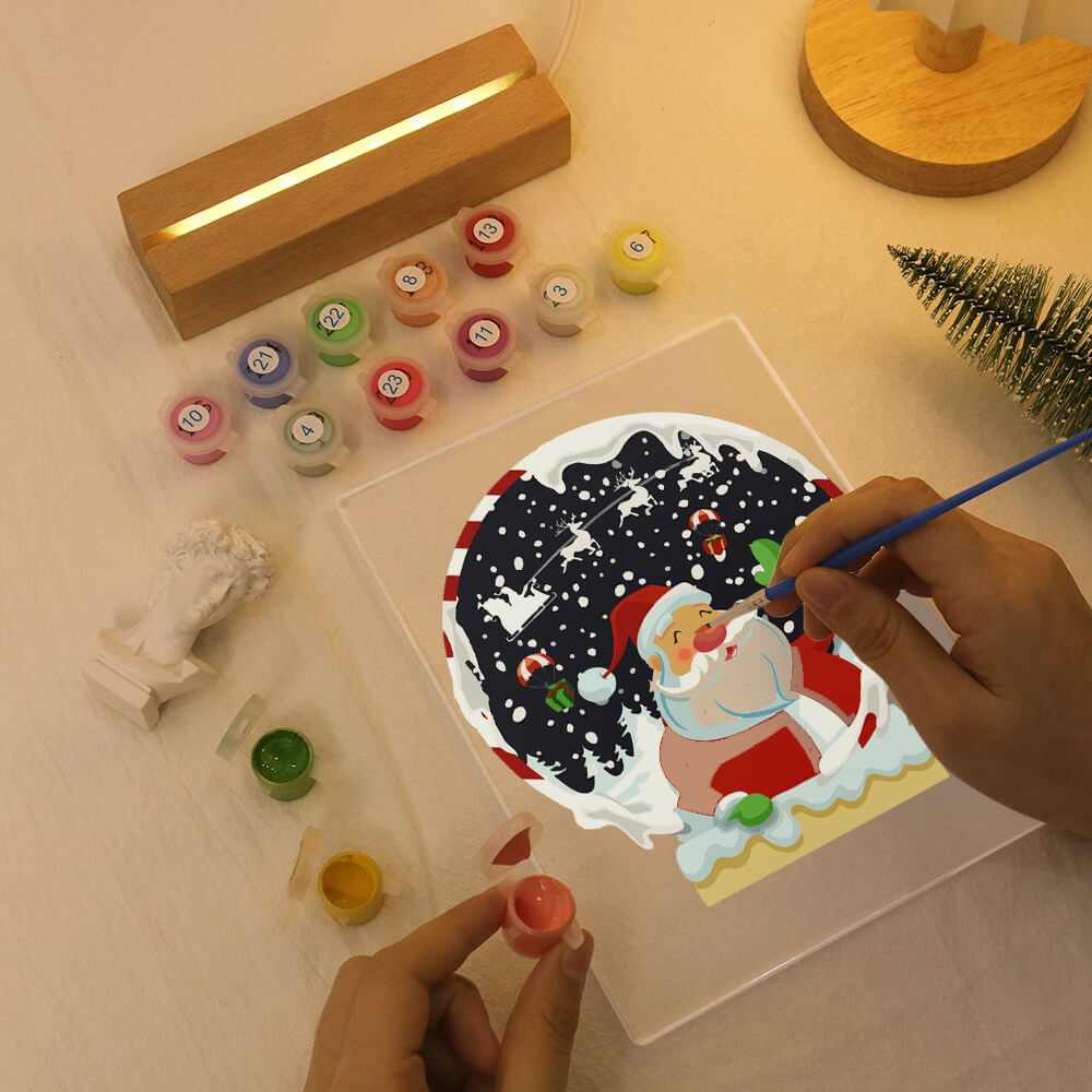 Christmas Lamp Santa - painting - paint by numbers