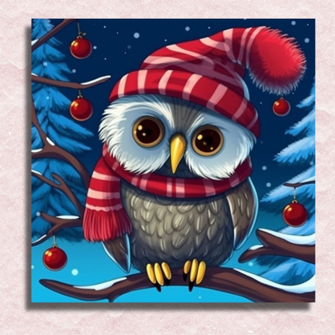 Christmas Owl Paint by numbers canvas
