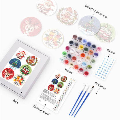 Christmas Coasters 6 Pack Paint by Numbers Package