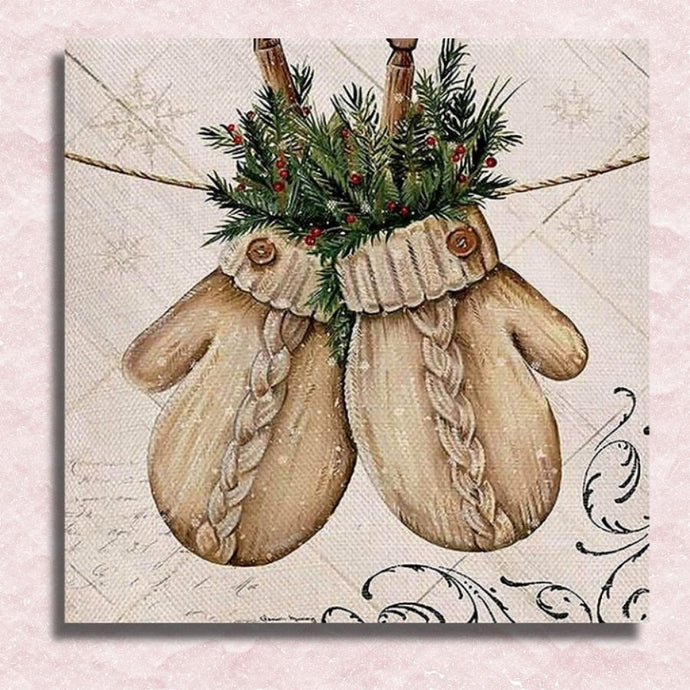 Christmas Gloves Canvas - Painting by numbers shop