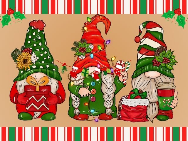 Weihnachtswichtel-Trio - Malen-nach-Zahlen-Shop