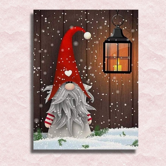 Christmas Gnome with Lantern Canvas - Paint by numbers