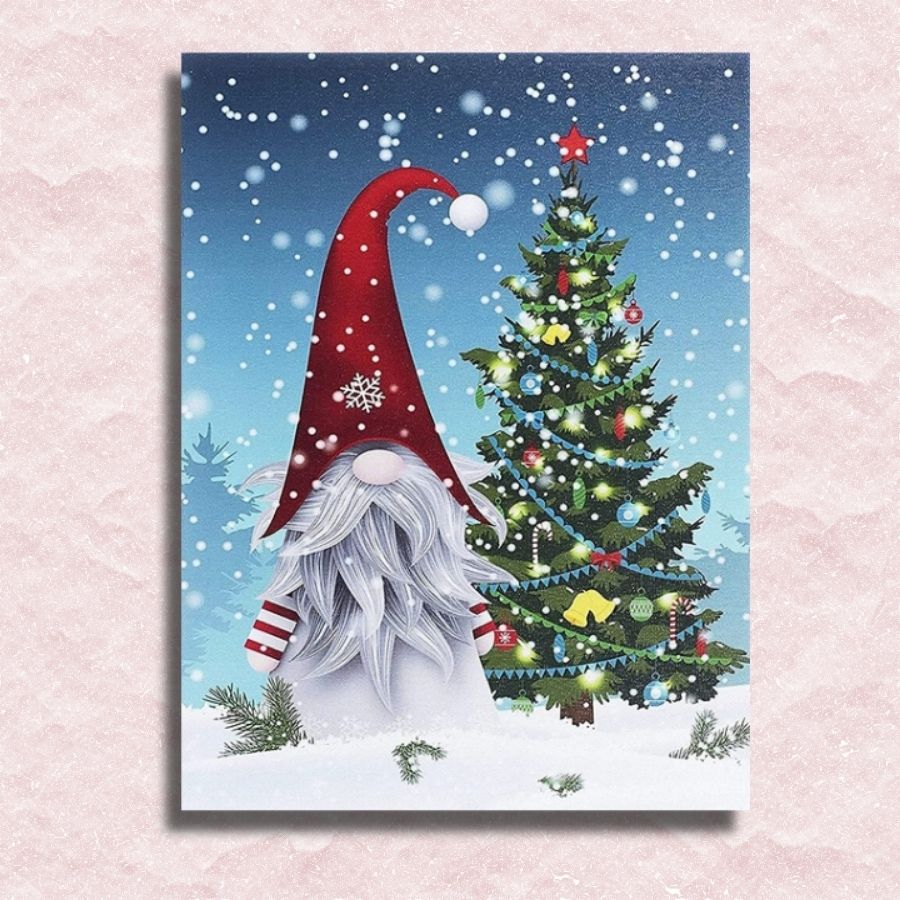 Christmas Gnome with the Tree Canvas - Painting by numbers shop