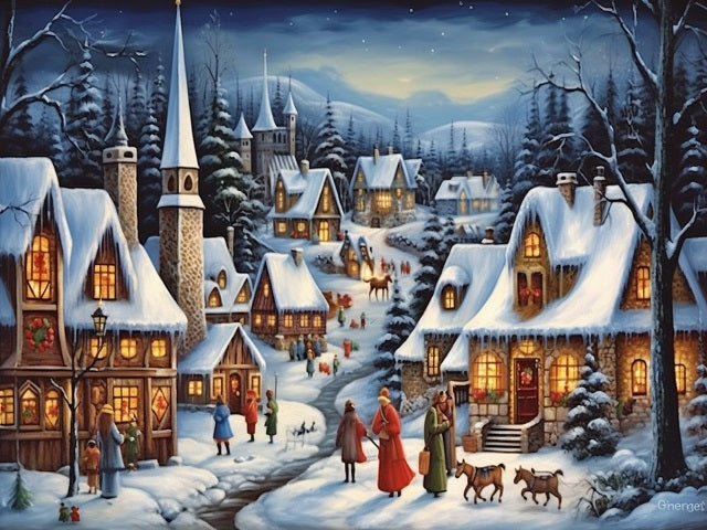 Christmas in the Town - Painting by numbers shop