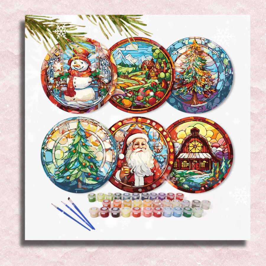 Round Christmas Placemats 6 Pack - Paint by Numbers