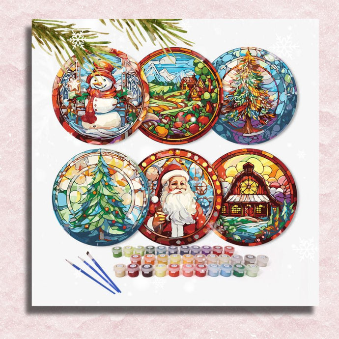 Round Christmas Placemats 6 Pack - Paint by Numbers