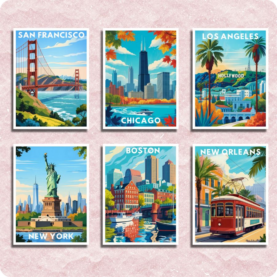 Classic U.S. Cities 6 Pack Paint by Numbers