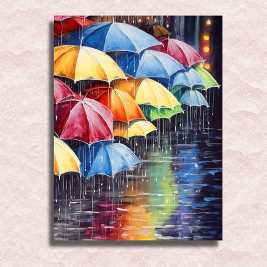 Farbige Regenschirme auf Leinwand – Malen-nach-Zahlen-Shop
