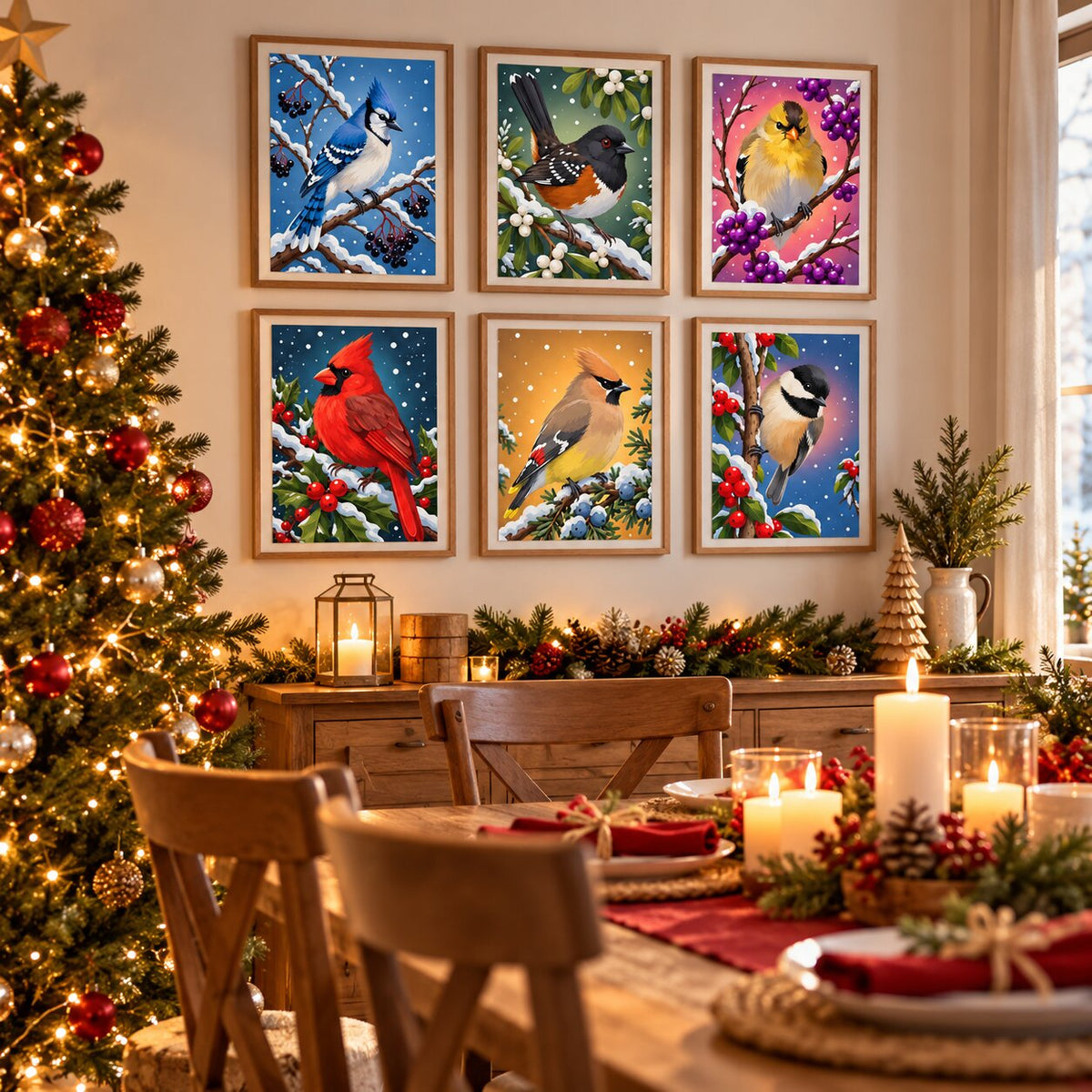 Snowy Songbirds 6 Pack Paint by Numbers Lifestyle