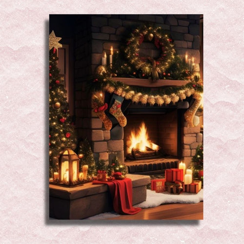 Cozy Christmas Hearth - Paint by numbers canvas