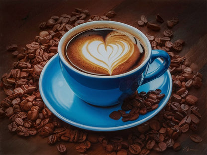 Tasse Kaffee mit Liebe - Malen-nach-Zahlen-Shop