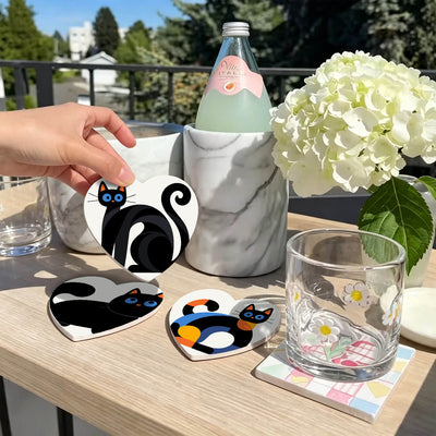 Curious Cats Coasters - 6 Pack Paint by Numbers Lifestyle