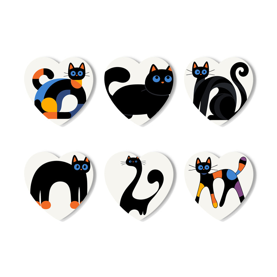 Curious Cats Coasters - 6 Pack Paint by Numbers - Paint by numbers