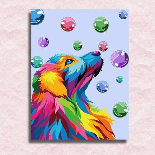 Dog and Bubbles Canvas - Painting by numbers shop
