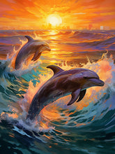 Laad de afbeelding in de Gallery-viewer, Dolphins Love Paint by numbers