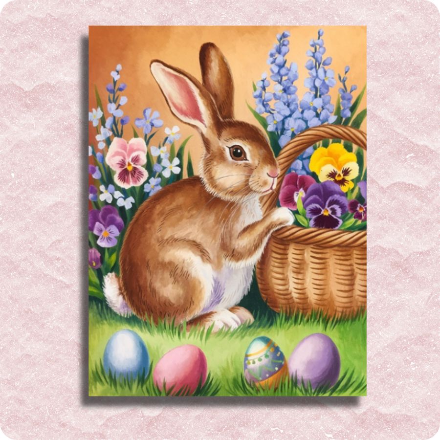 Easter Bunny with Flowers Canvas - Paint by numbers