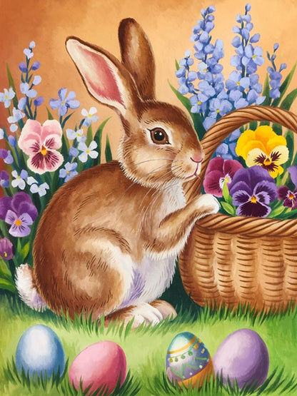 Easter Bunny with Flowers - Paint by numbers