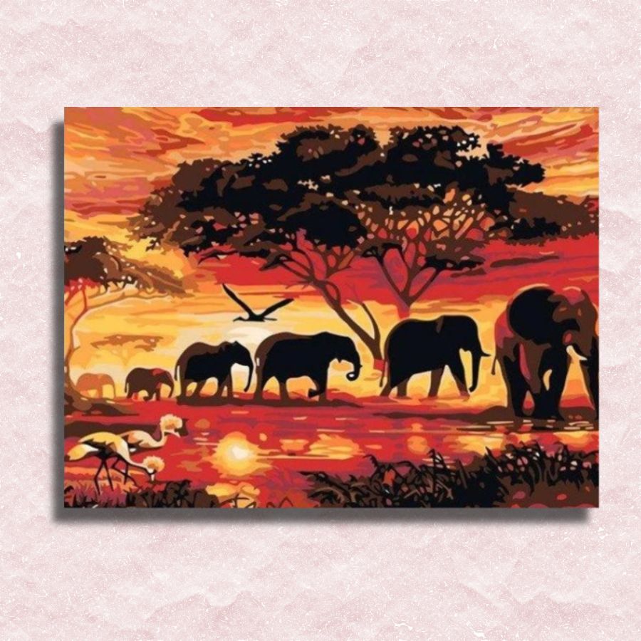 Elephant Caravan Canvas - Painting by numbers shop