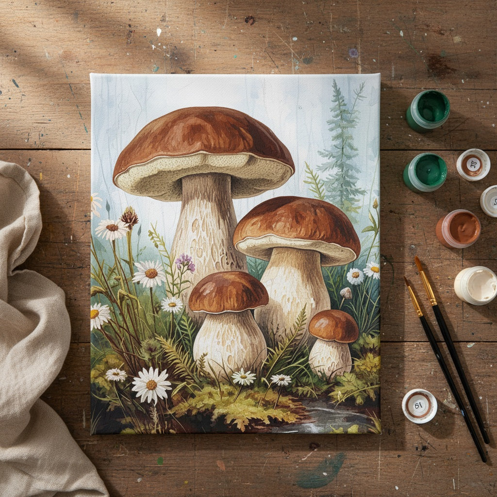 Enchanted mushrooms Painting layout