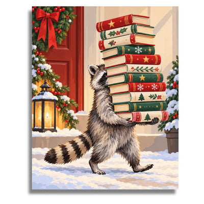 Festive Book Stack - Paint by numbers