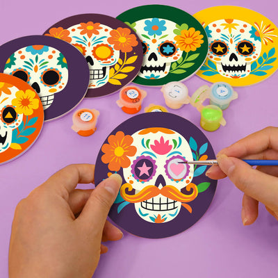 Festive Sugar Skulls Coasters - 6 Pack Paint by Numbers Package