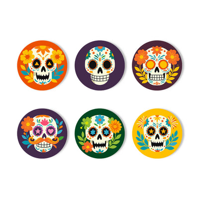 Festive Sugar Skulls Coasters - 6 Pack Paint by Numbers