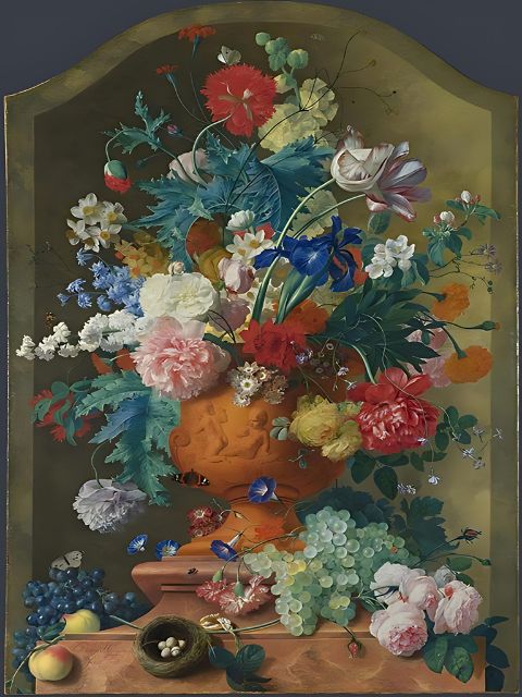 Jan Van Huysum - Blumen in einer Terrakotta-Vase - Malen-nach-Zahlen-Shop