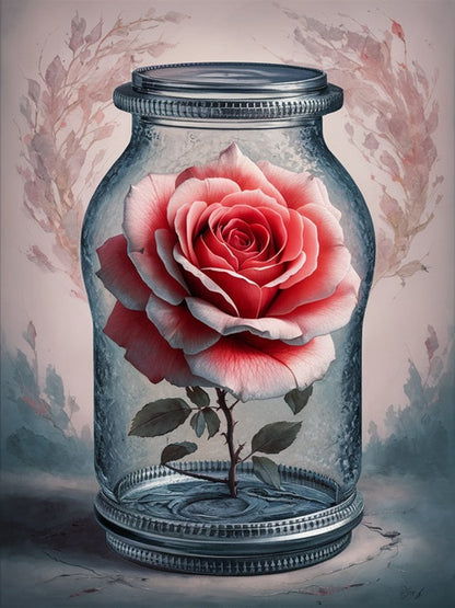 Zerbrechliche Rose im Glas - Malen-nach-Zahlen-Shop