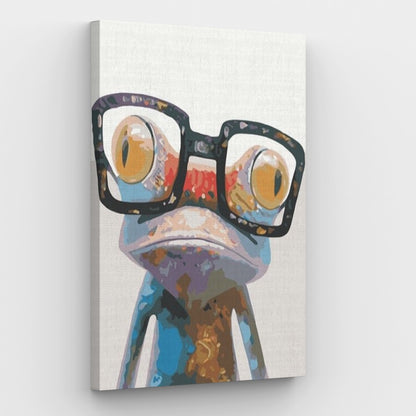 Leinwand Frosch mit Brille - Malen-nach-Zahlen-Shop