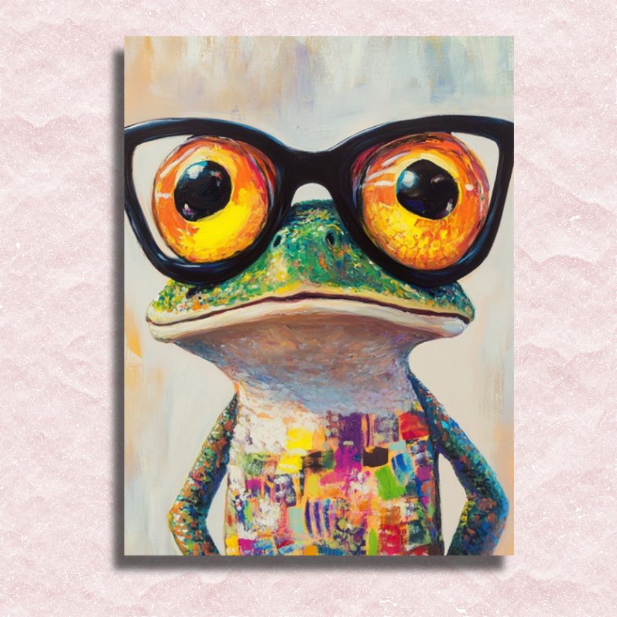 Frog with Glasses Canvas - Paint by numbers